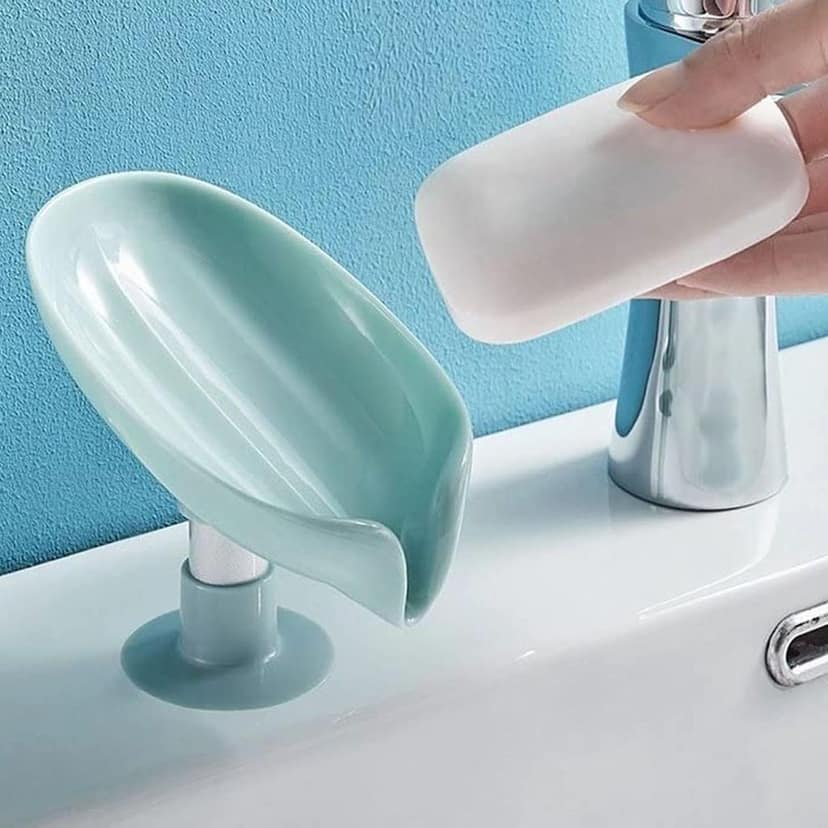 DHRUVINSRI Soap Holder Stand Self Draining Soap Dish Holder Soap Box with Suction Cup, 2 Pc Set view 5