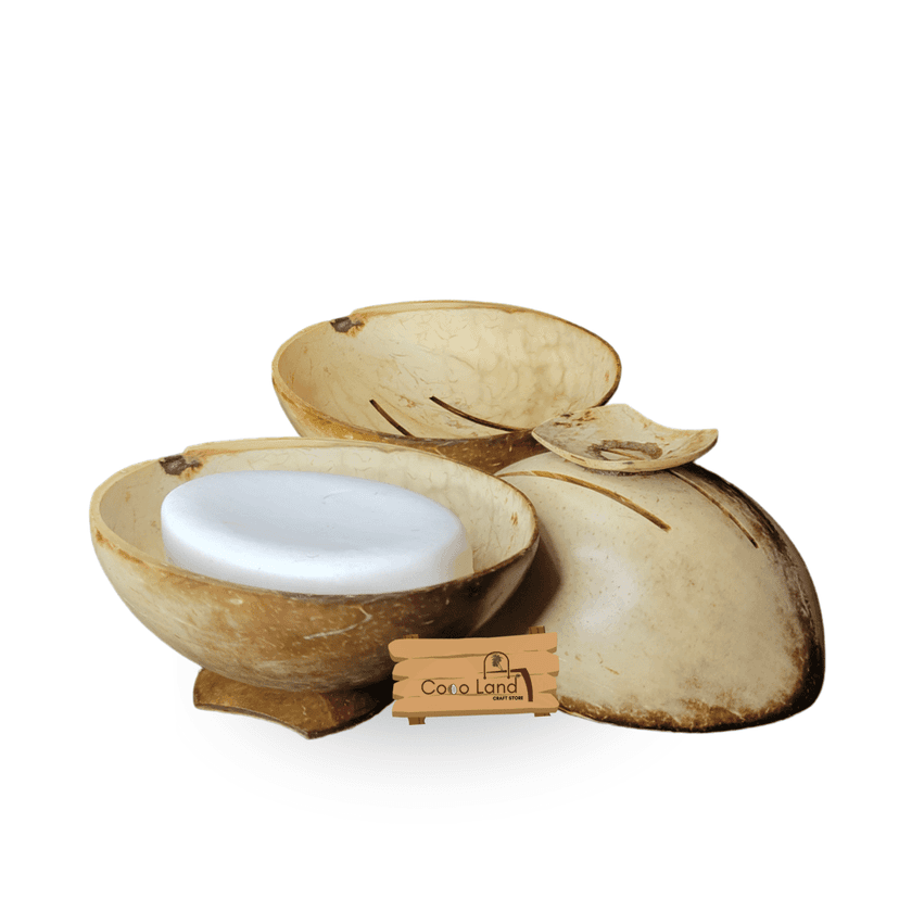 CocoLand Coconut Shell Soap Dish With base / Coconut Oil Polished