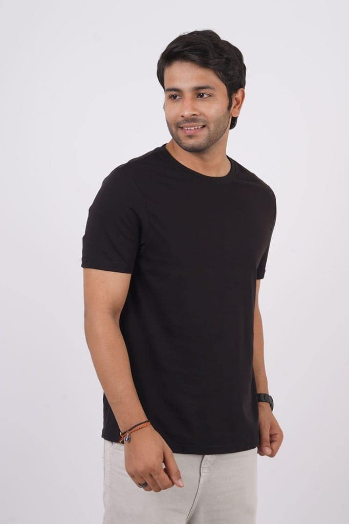 Men's Black Pima Cotton Crew Neck view 2