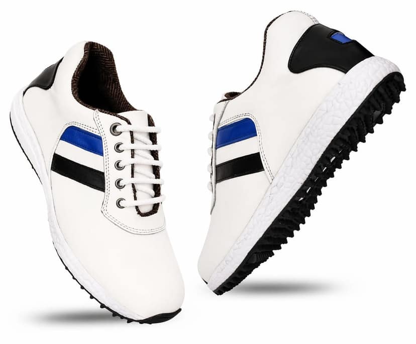 HITCARO Men Genuine Leather Lace-up Professional 100% Waterproof Premium Gold Golf Shoes