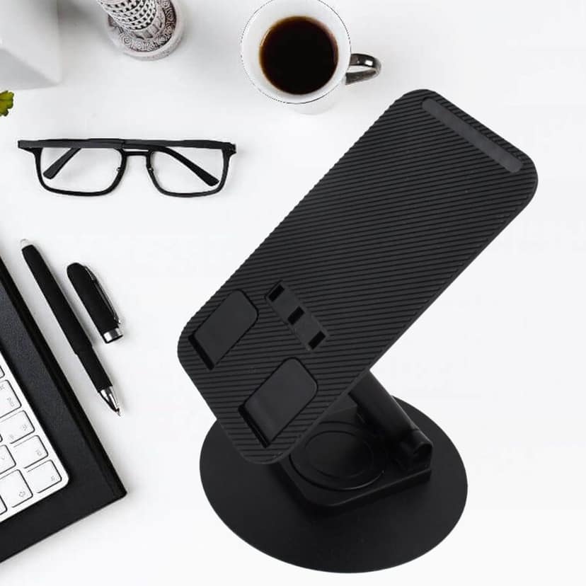 Rotating Foldable Mobile Stand – Height & Angle Adjustable Phone Holder for Desk (1 Pc) view 4