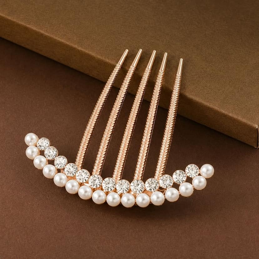 Elegant Pearl Hair Comb Clip view 3
