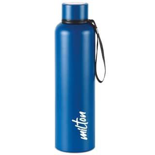 Milton Aura 1000 Thermosteel Bottle, 1.05 Litre, Dark Blue | 24 Hours Hot And Cold