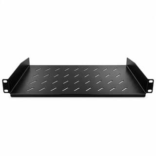 1U 19 Inch Universal Rack Mount Half Tray | Vented Cantilever Shelf for Half-Rack Equipment | Supports Non-Rack & Half-Rack Width Devices | Metal Construction | Network Cabinet Accessory (Black Color) (Off White )