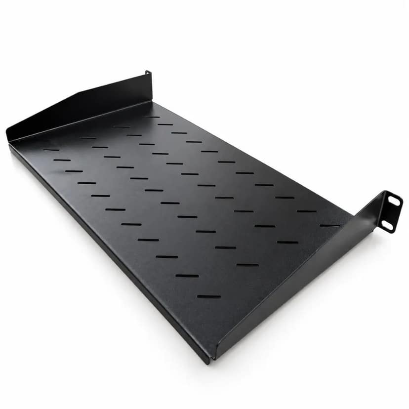 1U 19 Inch Universal Rack Mount Half Tray | Vented Cantilever Shelf for Half-Rack Equipment | Supports Non-Rack & Half-Rack Width Devices | Metal Construction | Network Cabinet Accessory (Black Color) (Off White ) view 2