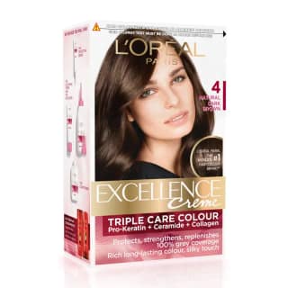 L'Oreal Paris 4 Natural Dark Brown Excellence Creme Triple Care Colour 72Ml + 100 G