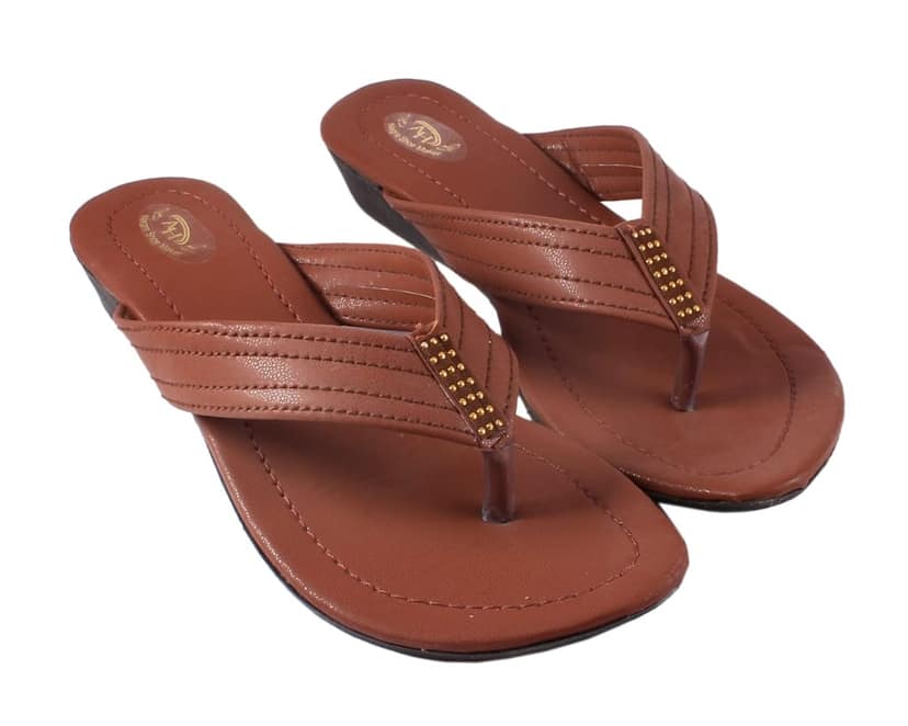 Brown PU Leather Wedge Heel Sandals for Women