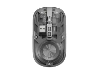 Portronics Toad 8 Transparent Wireless Bluetooth Mouse with Dual Wireless (BT + 2.4 GHz), Rechargeable Battery, Noise-Free Clicking, Show/Hide Desktop, Multi-Device Pair, Adjust Sensitivity - Grey