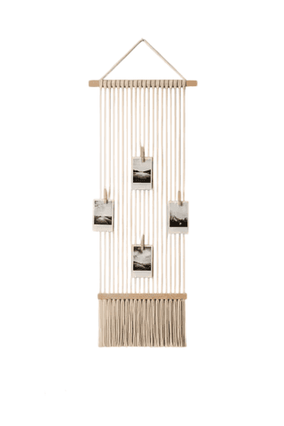 Macrame Wall Hanging Photo Display - 4 Clips