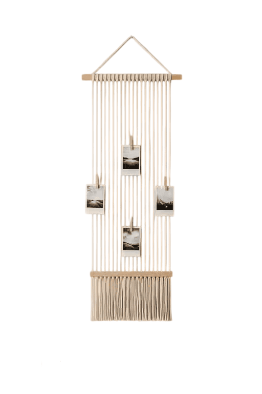 Macrame Wall Hanging Photo Display - 4 Clips