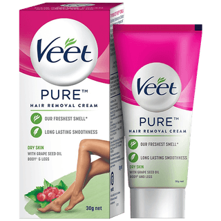 Veet Pure Hair Removal Cream - For Women, With No Ammonia Smell, Dry Skin, 30 G