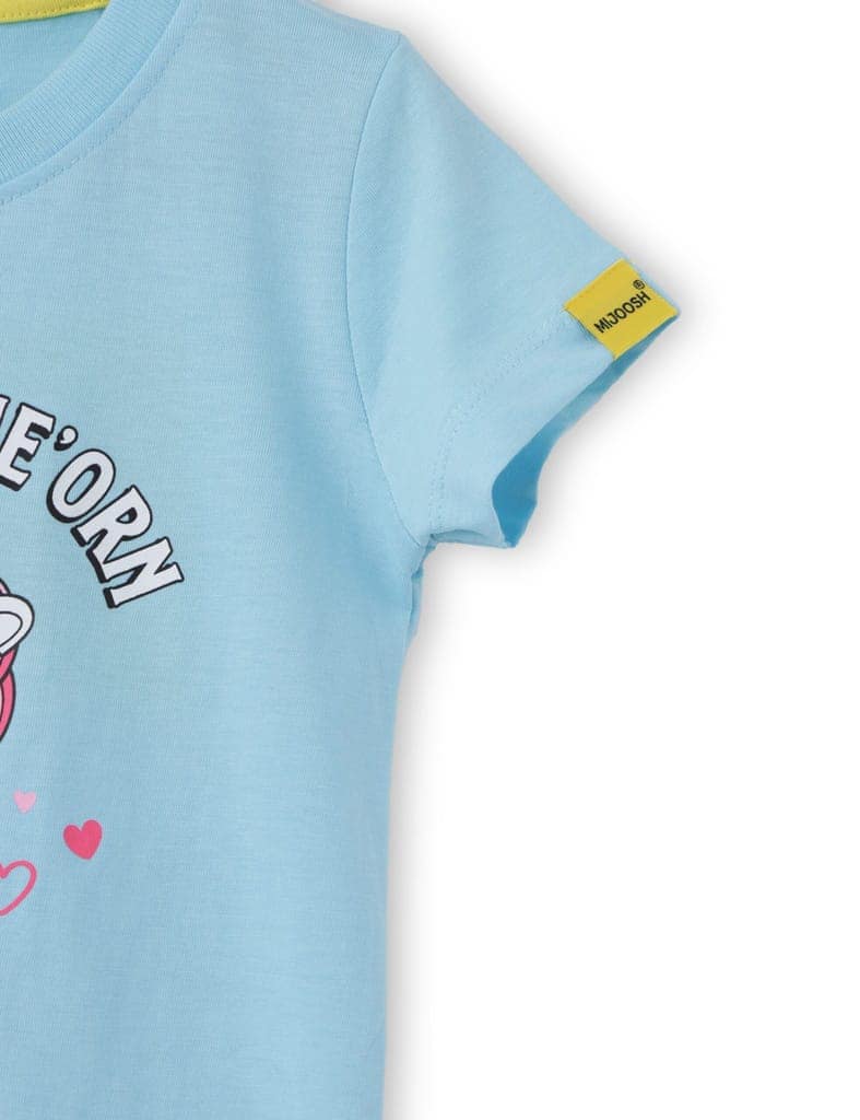 Girls T shirt Cotton Atomizer Blue Cute Unicorn view 3