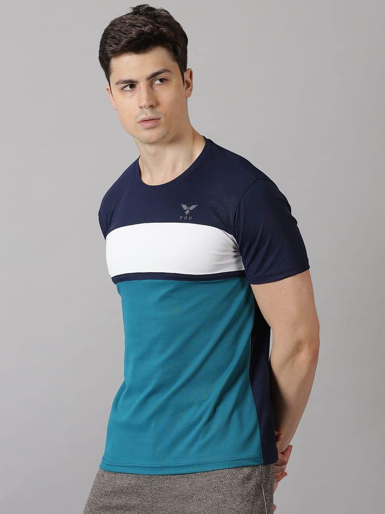 Polyester Navy & Green Round Neck view 3