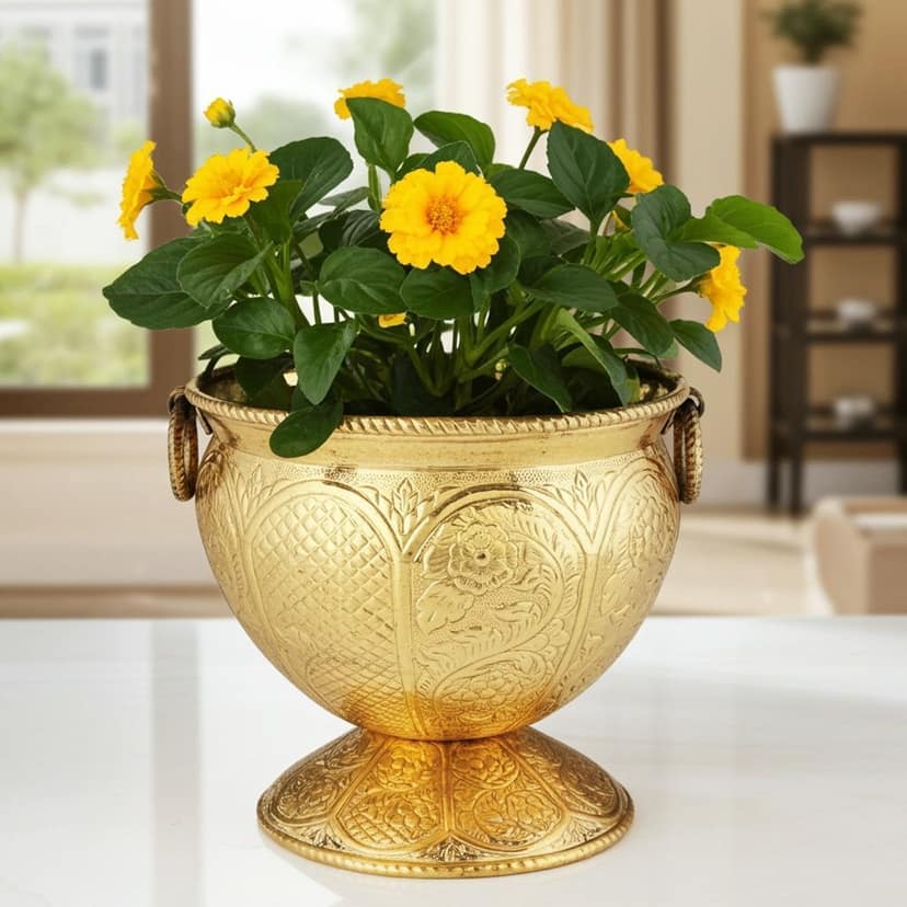 Brass Planter Gamla ? Traditional Handcrafted Planter, Height : 14.5 Inch (FMAS597 D)