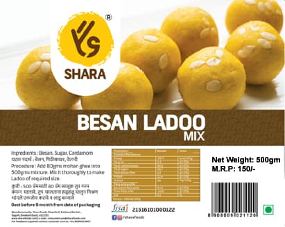 Shara Besan Ladoo Mix (500g) | Traditional Roasted Gram Flour Mix | Ready to Make Sweet