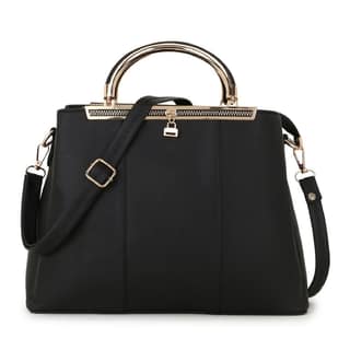 Lychee bags Women Pu Black Handbag
