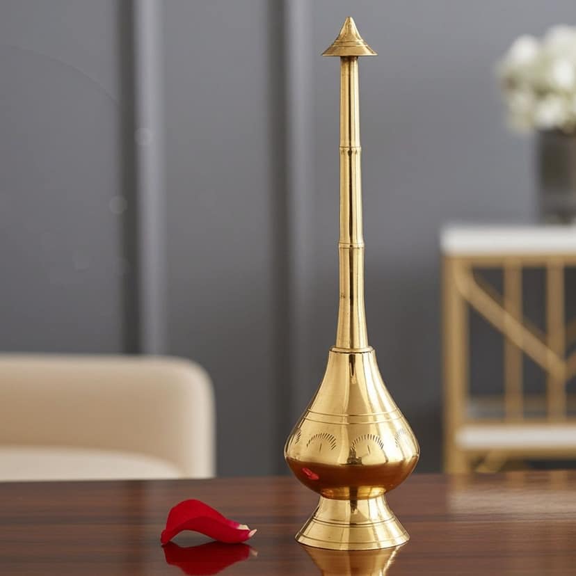 Brass Rosewater Sprinkler Gulab Pash ? Traditional Pooja Accessory, Height : 8.7 Inch (ZMAS238 D)