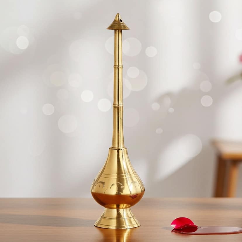 Brass Rosewater Sprinkler Gulab Pash ? Traditional Pooja Accessory, Height : 8.7 Inch (ZMAS238 D) view 2