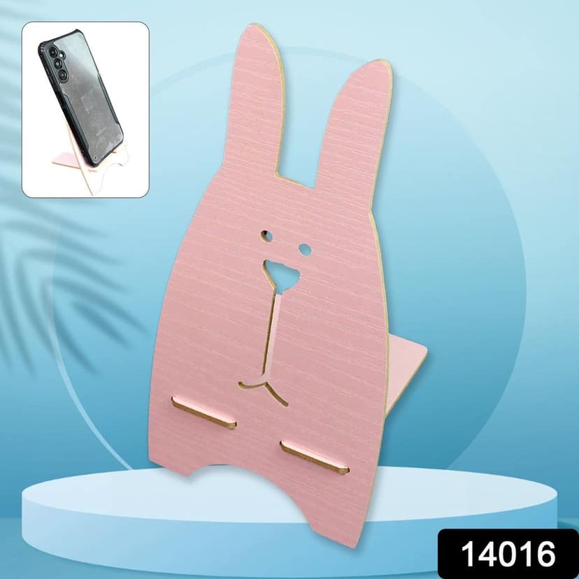 Wooden Cute Lovely Rabbit Design Mobile Stand (1 Pc) view 2