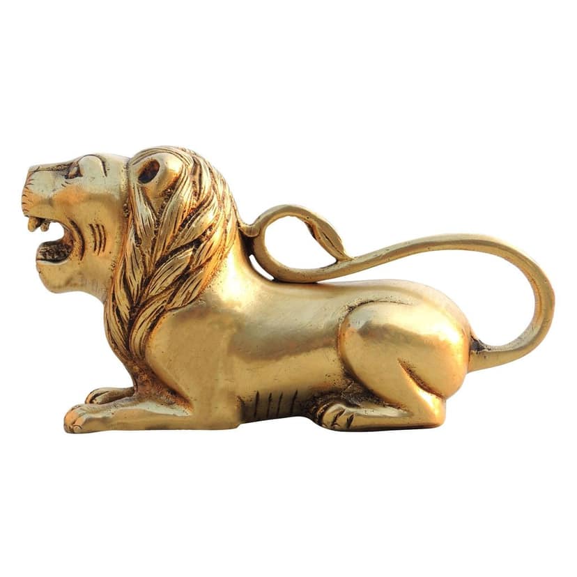 Brass Home Decorative Lion Showpiece Statue for Living Room & Office, Height : 3.5 Inch (ANMAS264 C) view 2