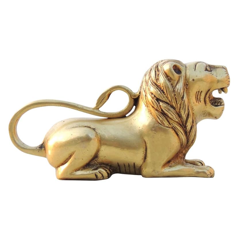 Brass Home Decorative Lion Showpiece Statue for Living Room & Office, Height : 3.5 Inch (ANMAS264 C) view 3