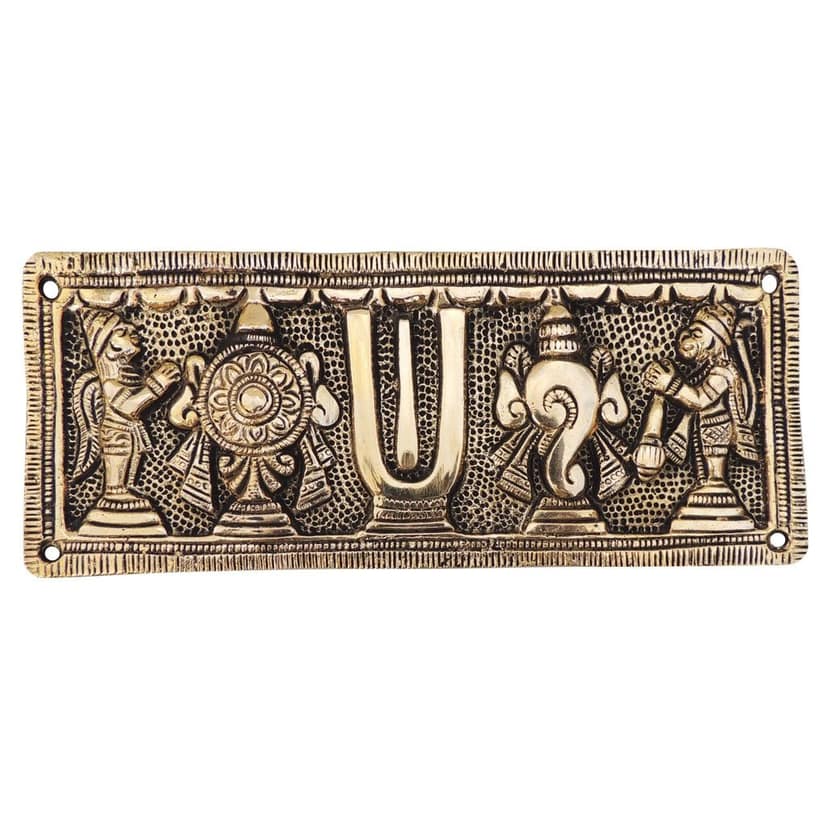 Brass Showpiece Wall Hanging Shank Chakra God Idol Statue, Length : 7.6 Inch (BSMAS1586 C) view 2