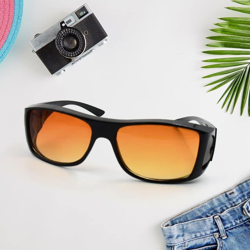 Protect Sunglasses | Clear Vision Glasses for Driving Car & Bike Riding Yellow/Black Glasses for Men and Women view 3