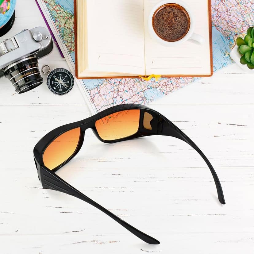 Protect Sunglasses | Clear Vision Glasses for Driving Car & Bike Riding Yellow/Black Glasses for Men and Women view 7