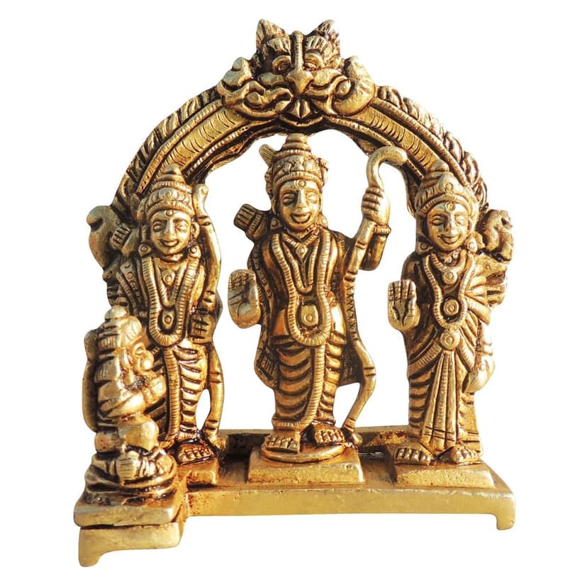 Brass Ram Darbar God Idol Statue | Traditional Ram Parivar Murti for Puja, Height : 4.5 Inch (BSMAS1057 X) view 2