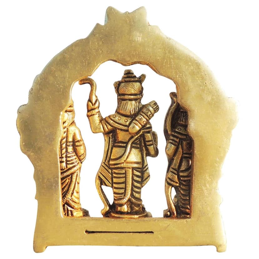 Brass Ram Darbar God Idol Statue | Traditional Ram Parivar Murti for Puja, Height : 4.5 Inch (BSMAS1057 X) view 3