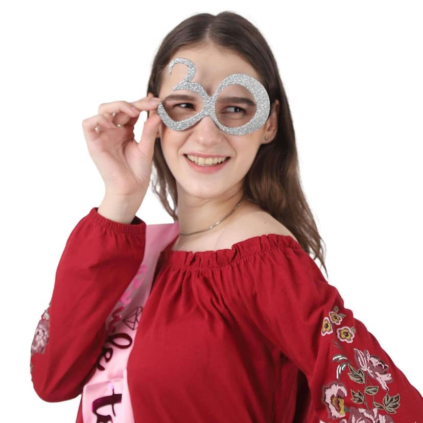Number 30 Glittery Silver Shades For Adults - 1PC view 3