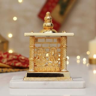 Aluminium Lakshmi Ganesh Darbar Idol Statue for Diwali Gift & Home Temple Decor, Height : 5.5 Inch (ASMAS163 B)