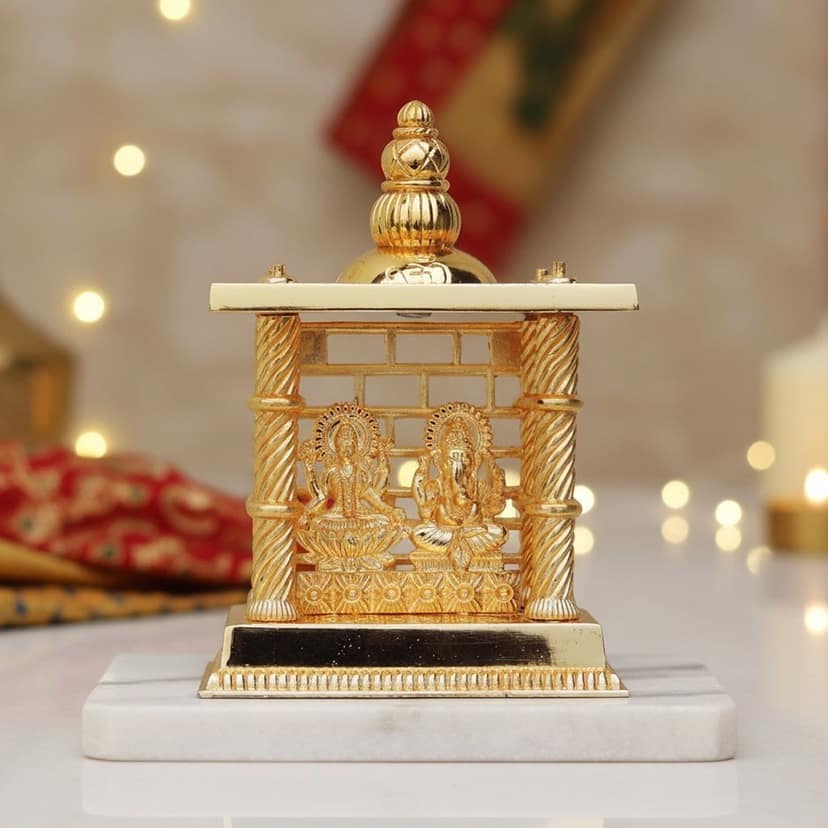 Aluminium Lakshmi Ganesh Darbar Idol Statue for Diwali Gift & Home Temple Decor, Height : 5.5 Inch (ASMAS163 B)