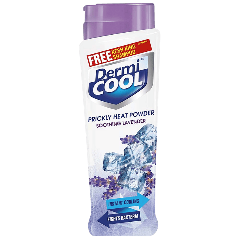 Dermi Cool Prickly Heat Powder Soothing Lavender, 150G (Get Kesh King Shampoo Free) view 2