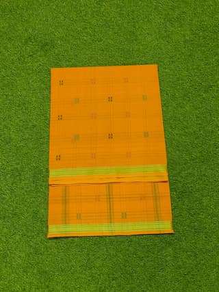 KJ PURAM HANDLOOMS COTTON CHECKED BUTA SAREE
