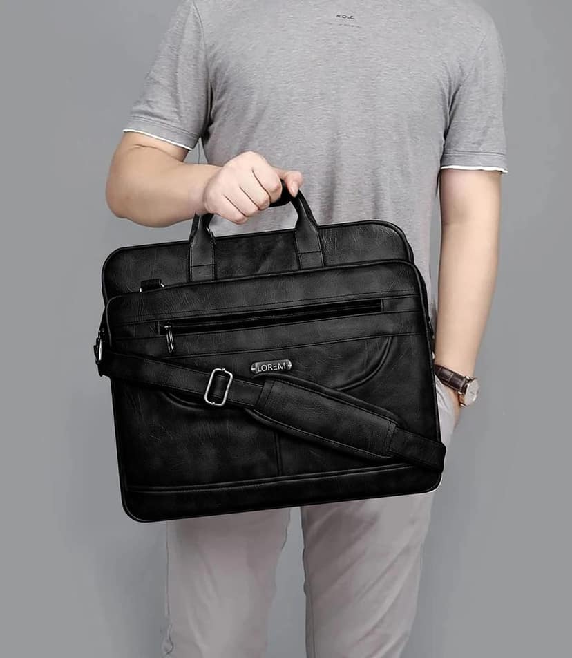 LOREM Tan Color Faux Leather 28L Laptop Messenger Bag For Men BG06 view 7