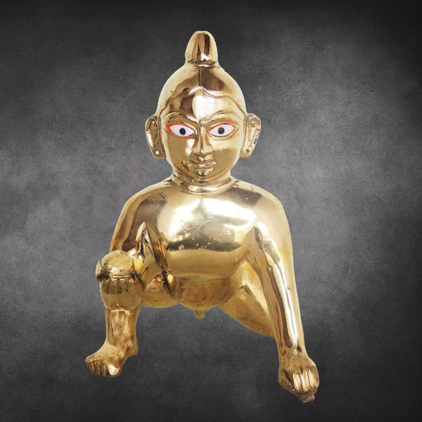 Premium Brass Laddu Gopal God Idol Statue - Puja & Home Decor, Height : 8.6 Inch (BSMAS871 F) view 2