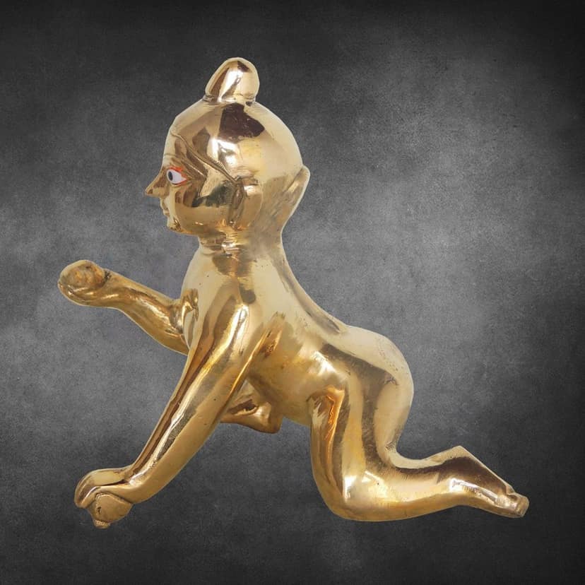 Premium Brass Laddu Gopal God Idol Statue - Puja & Home Decor, Height : 8.6 Inch (BSMAS871 F) view 3