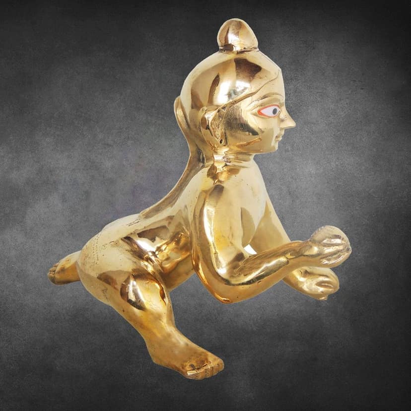 Premium Brass Laddu Gopal God Idol Statue - Puja & Home Decor, Height : 8.6 Inch (BSMAS871 F) view 4
