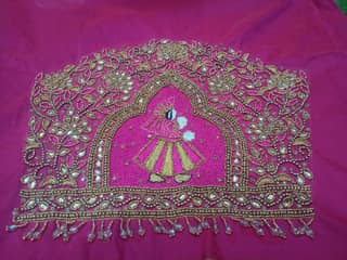 Embroidered Blouse Piece with Gota Patti Work