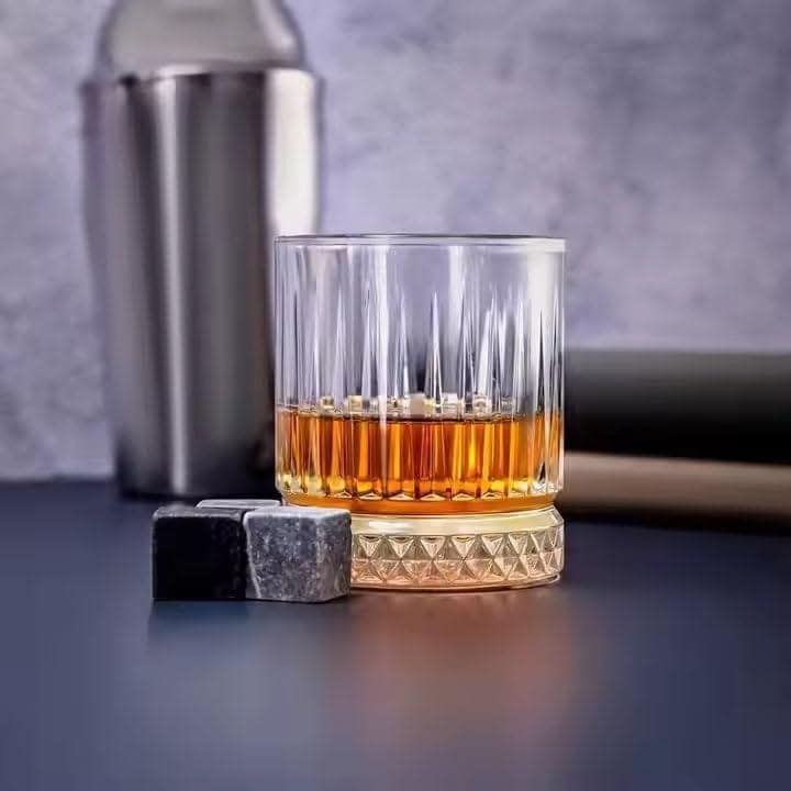Crystal Square Whiskey Glass |330 ML | Clear Heavy Base Rocks Barware Glasses |Diamond for Scotch, Brandy Glass and Cocktail Drinks for Wine, Beer Party view 2