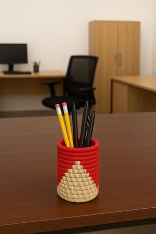 Handwoven Tigergrass Red Pen Stand