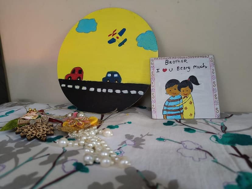 Rakhi Gift Combo Pack of 2 in MDF Board view 2
