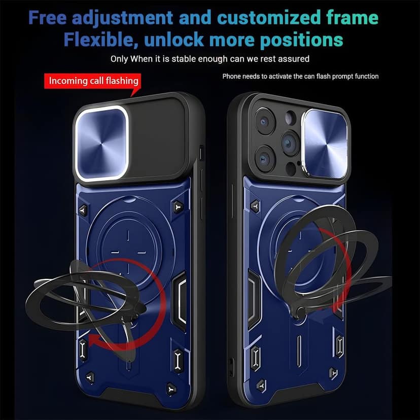 LIRAMARK Back Cover Case Compatible with iPhone 15 Pro Max (6.7 inch) with Stand & Slider Camera Military Grade Drop Protection view 6