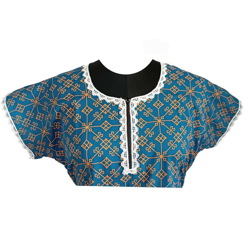 Gajraj Round neck with zip pure cotton xl size multi print nighty for women view 2