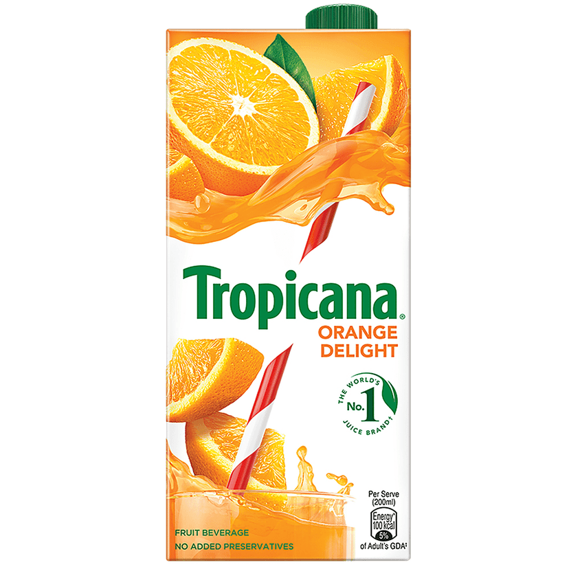 Tropicana Fruit Juice - Delight, Orange, 1 L view 2
