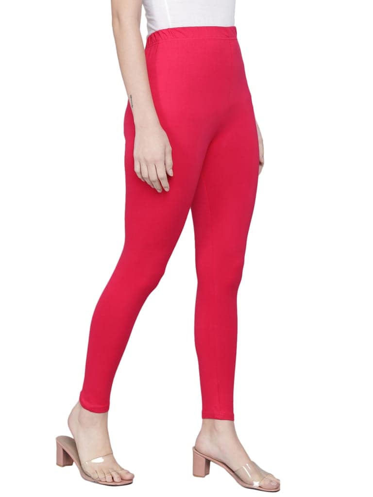 SOFT COLORS Women's Skinny Fit Ethnic Wear Ankle Length Leggings (Magenta Color) view 3