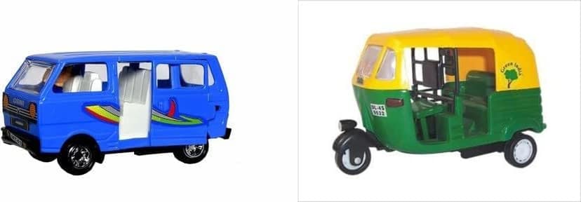 Cube Play Combo Pull Back Auto Rickshaw & Maruti Omni Van Toy Car for Kids