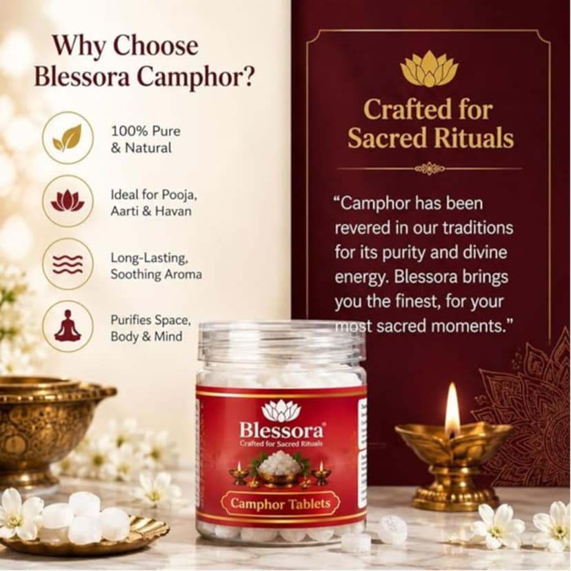 Camphor Tablets - 100% Pure Organic Kapoor for Pooja Hawan Meditation Aromatherapy & Home Fragrance view 4