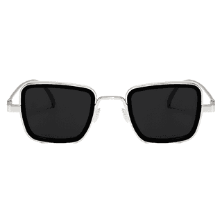 Jubleelens - Kabir Square Sunglasses - Silver- Black Modern Look with UV Protection